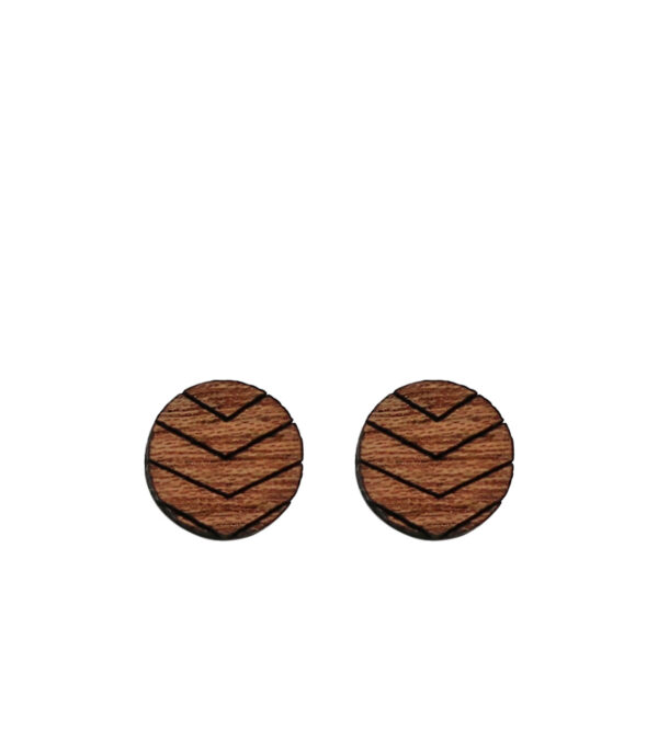 Wooden ear studs Circle 4-Lines