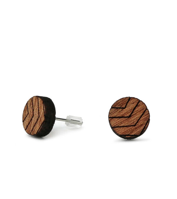 Wooden ear studs Circle 4-Lines - Image 2