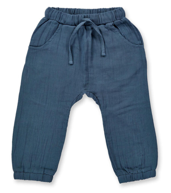 Weiche Sommerhose aus Musselin blaugrau