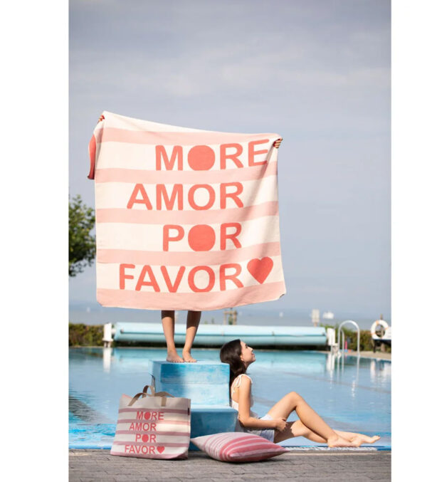 SILVRETTA flannel blanket “more amor” pink 200 x 140 cm - Image 2