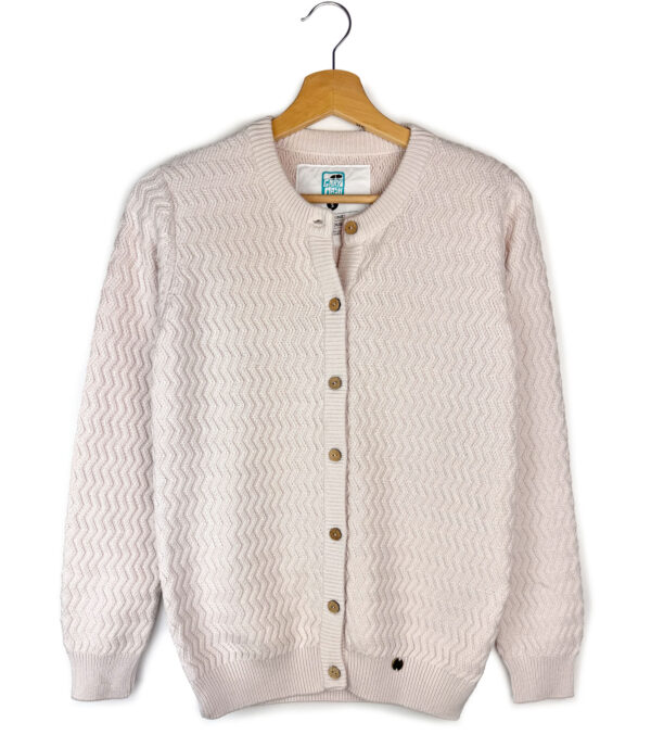 Cardigan Penny ivory mit feinem zig-zag Muster – Bild 6