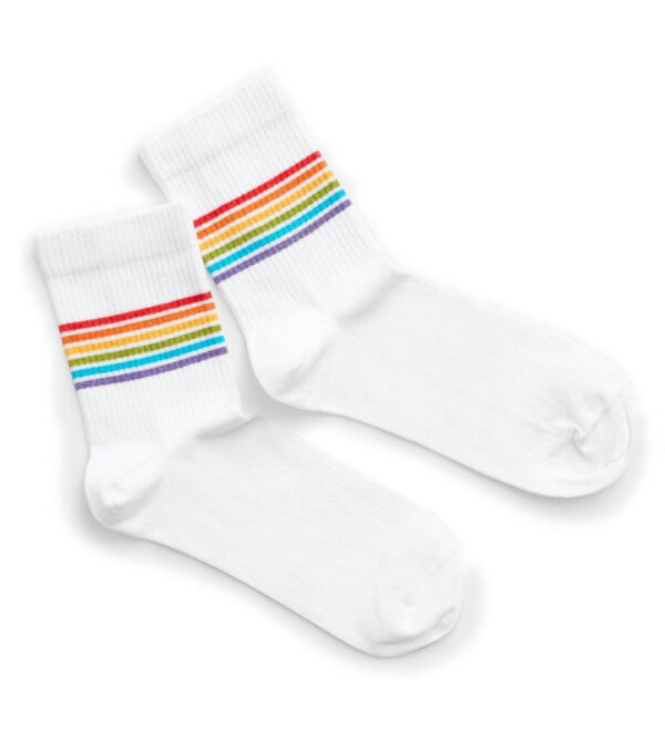 Rainbow sneaker socks white