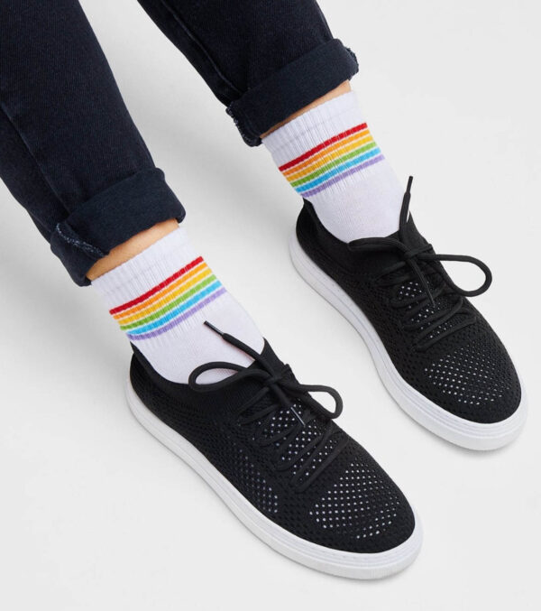 Rainbow sneaker socks white - Image 2