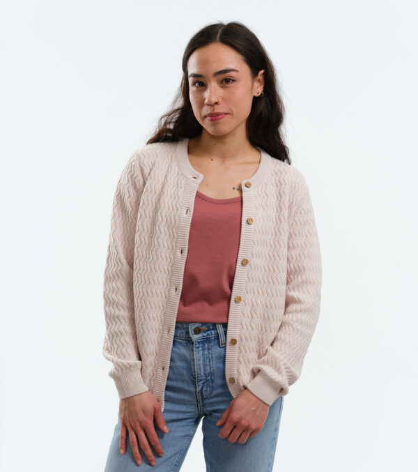 Cardigan Penny ivory mit feinem zig-zag Muster